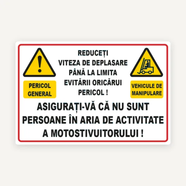 Semn pentru reducerea vitezei pentru stivuitoare