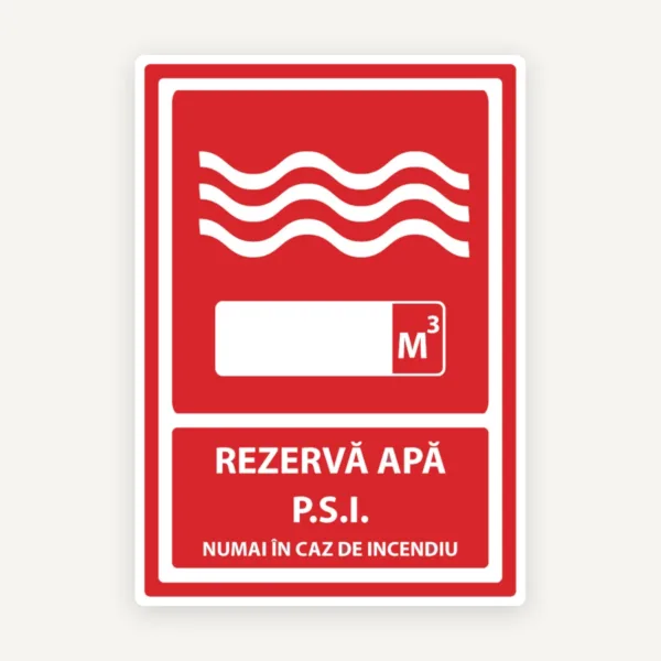 Semn pentru rezervor de apa