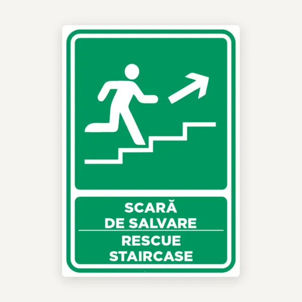 Semn pentru scara de salvare sprea dreapta sus