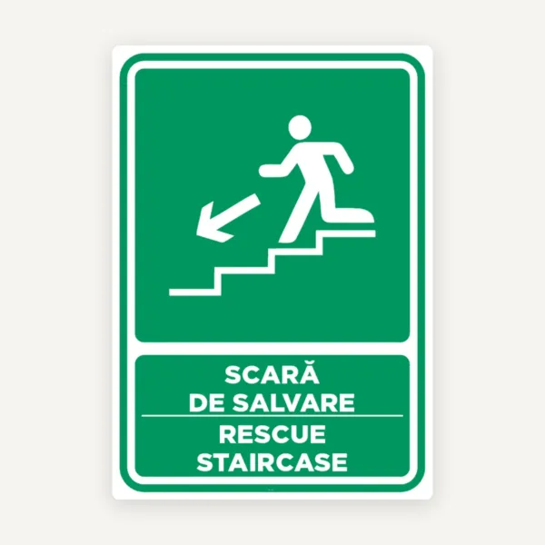 Semn pentru scara de salvare sprea stanga jos