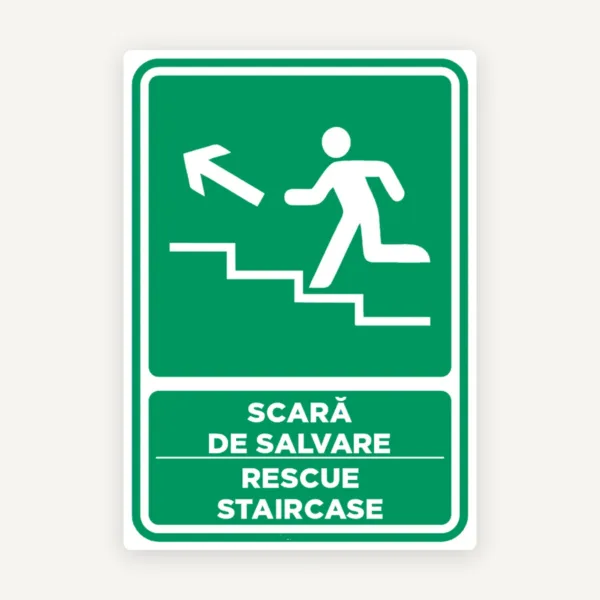 Semn pentru scara de salvare sprea stanga sus