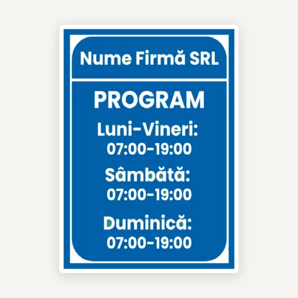 Semn personalizat pentru program