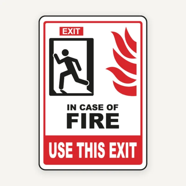 Sign exit in case of fire use this exit