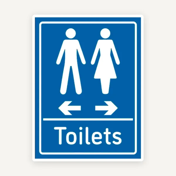 Sign Toilets Arrows Men Left  Women Right
