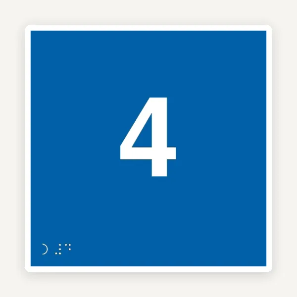 Plăcuță personalizată - Etajul Numărul 4 (Semne tactile și Braille)