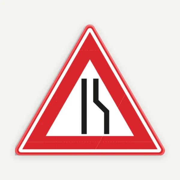 Indicator circulație Drum îngustat pe partea dreaptă” - Semn rutier reflectorizant