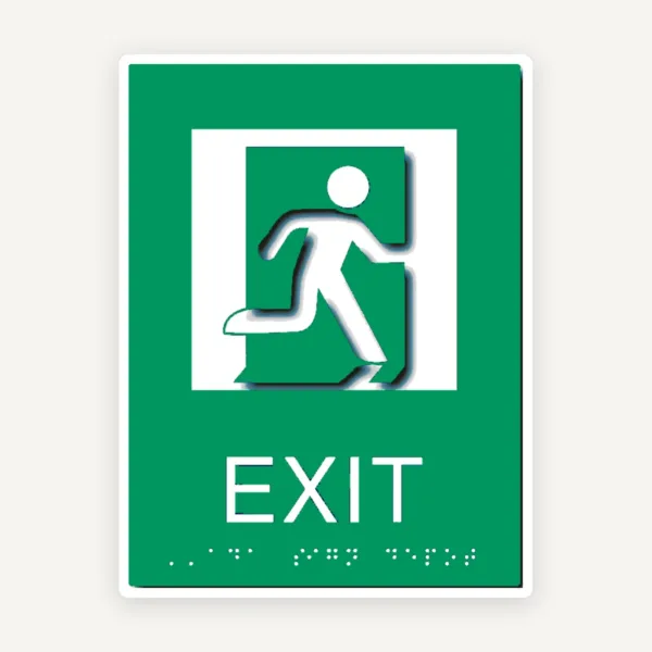 Plăcuță Braille „EXIT / IEȘIRE” - Semnalizare Tactilă Profesională pentru Siguranță și Accesibilitate în Clădiri Publice și Comerciale