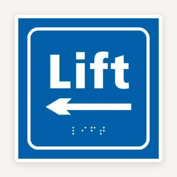 Plăcuță Direcție Lift Braille cu Săgeată Stânga/Dreapta | Semnalizare Tactilă pentru Nevăzători