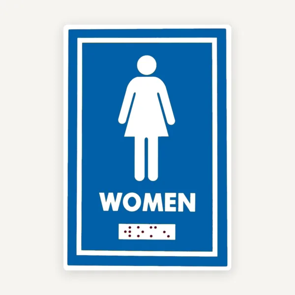 Plăcuță Braille „Femei / WC Femei” - Semnalizare Tactilă pentru Accesibilitate și Conformitate Legală