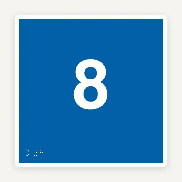 Plăcuță Braille Etaj 8 - Semnalizare Tactilă pentru Nevăzători și Persoane cu Vedere Parțială