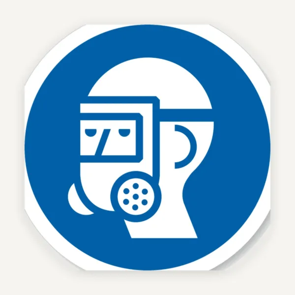 Etichetă pentru Mască Respirator Complet - Protecție Totală în Medii Toxice și La Locul de Muncă
