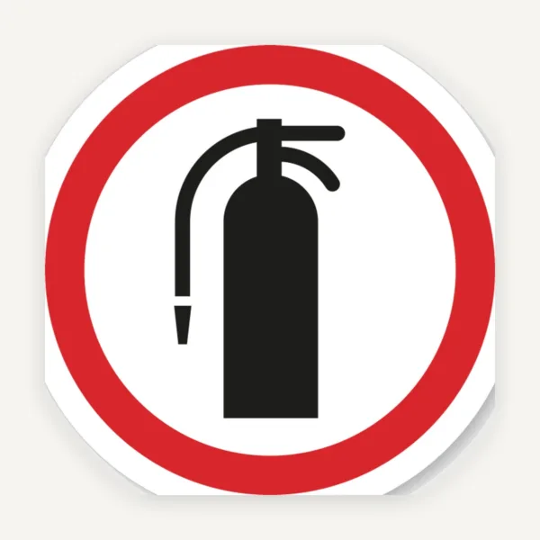 Etichetă Simbol Extinctor - Respectă Normele de Siguranță și Prevenire Incendii