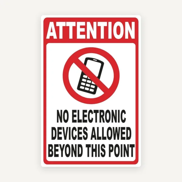 No Electronic Devices Allowed Beyond This Point Sign