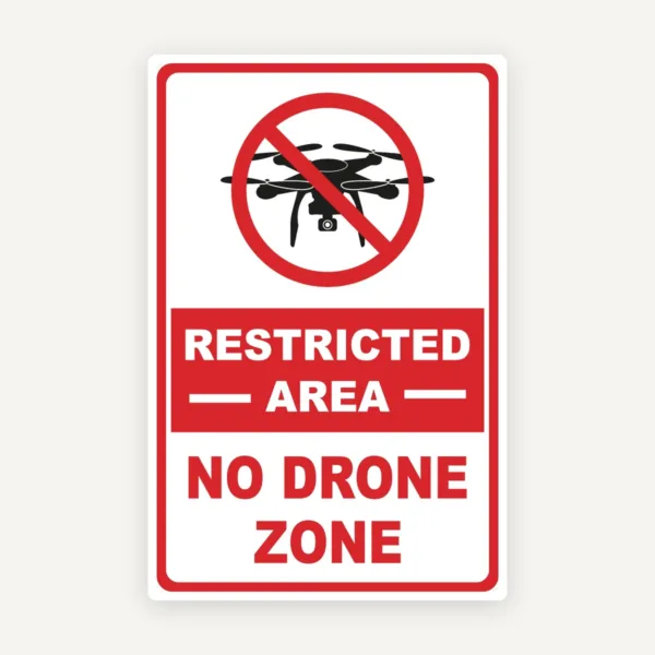 No restricted area no drone zone sign