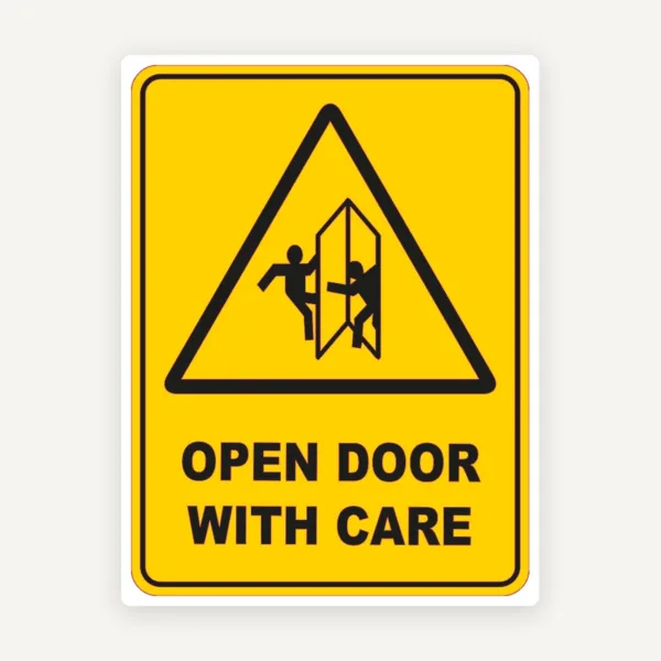 Open Door With Care Sign