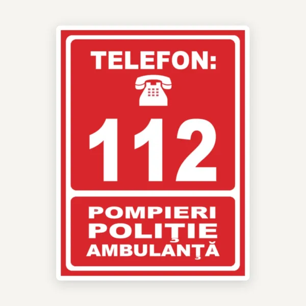 Indicator „Numărul de urgență 112” - Semn informativ de siguranță