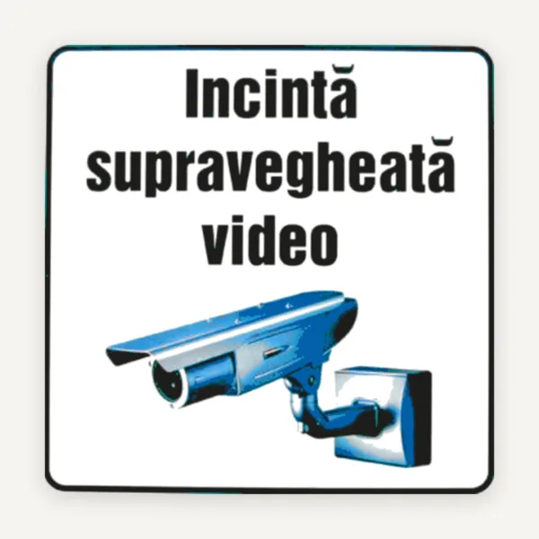 Indicator Incintă Supravegheată Video - Semn Avertizare Supraveghere CCTV pentru Siguranță