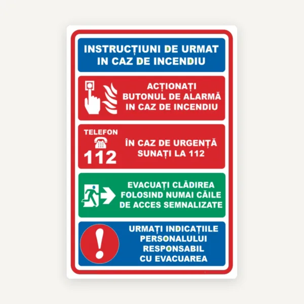 Semn pentru instructiuni de urmat in caz de incendiu