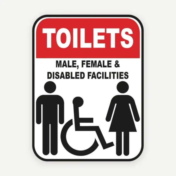 Toilets male female disabled facilities