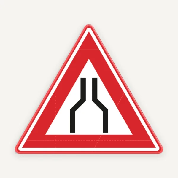 Indicator Rutier Drumul se îngustează înainte din Aluminiu | Semnalizare Profesională