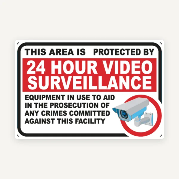 This Area Is Protected By 24 Hour Video Sign