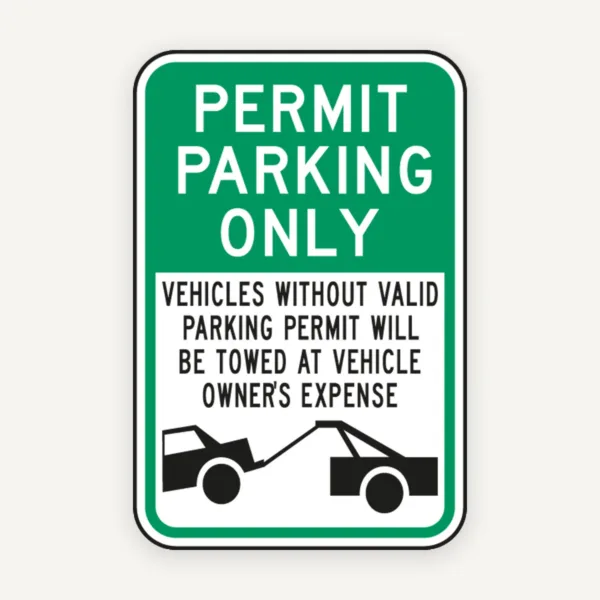Permit Parking Only Violators Towed Sign