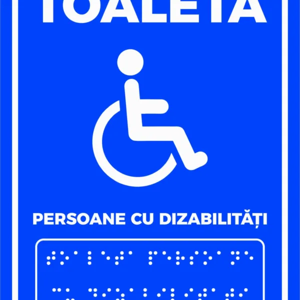 Placuta pentru toaleta persoane cu dizabilitati text in braille