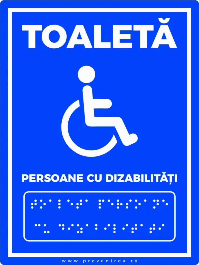 Placuta pentru toaleta persoane cu dizabilitati text in braille