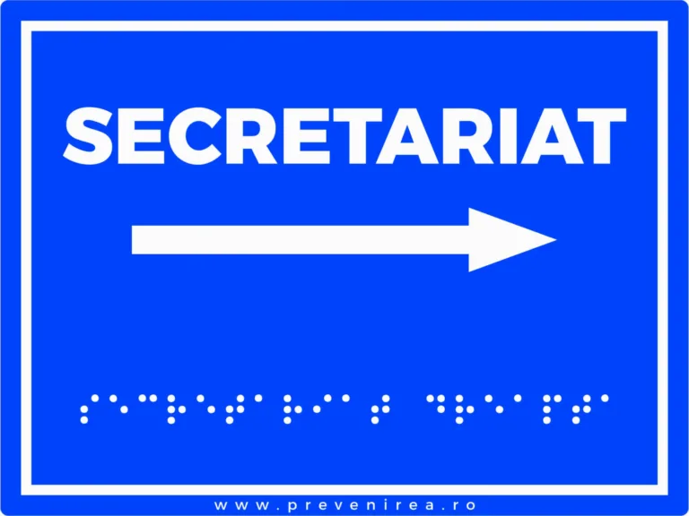 Placuta pentru nevazatori secretariat scoala text in braille