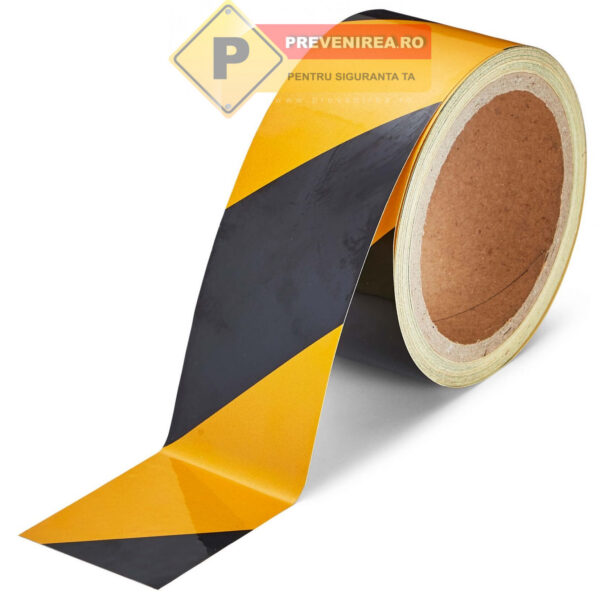 Bandă reflectorizantă pentru marcaje pardoseli industriale - Galben și negru