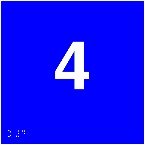 Plăcuță personalizată - Etajul Numărul 4 (Semne tactile și Braille)