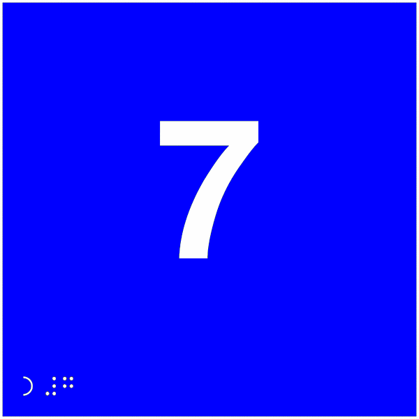Plăcuță Braille Numărul 7 - Semnalizare Tactilă și Personalizată pentru Numere și Cifre