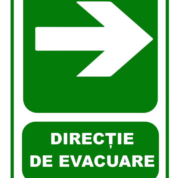 Indicator de evacuare spre dreapta - Semnalizare profesională pentru situații de urgență