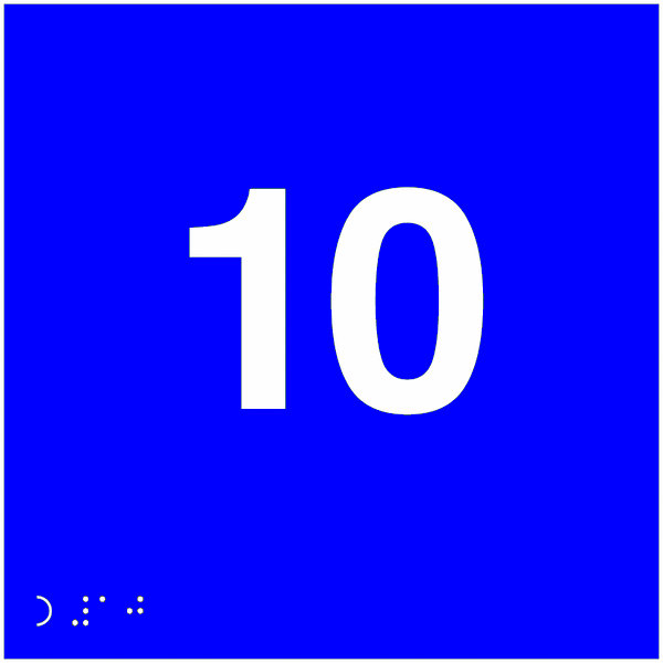 Plăcuță personalizată - Etajul 10 (Braille) pentru nevazatori
