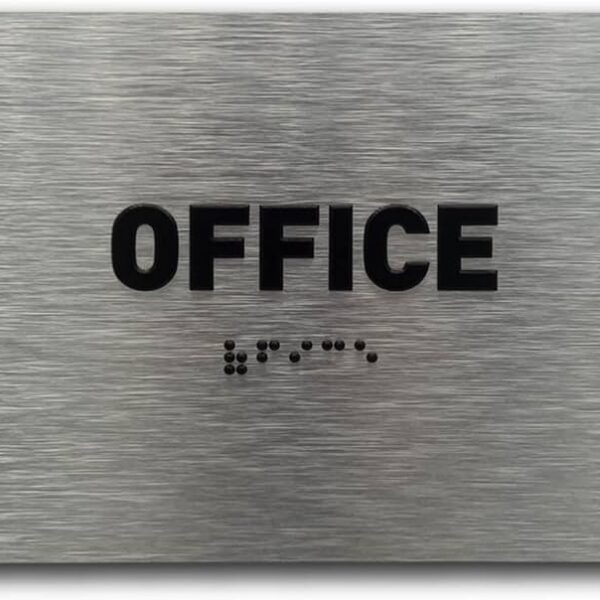 PLĂCUȚĂ OFFICE CU TEXT BRAILLE PENTRU BIROURI - SEMNALIZARE TACTILĂ PROFESIONALĂ PENTRU INSTITUȚII ȘI FIRME