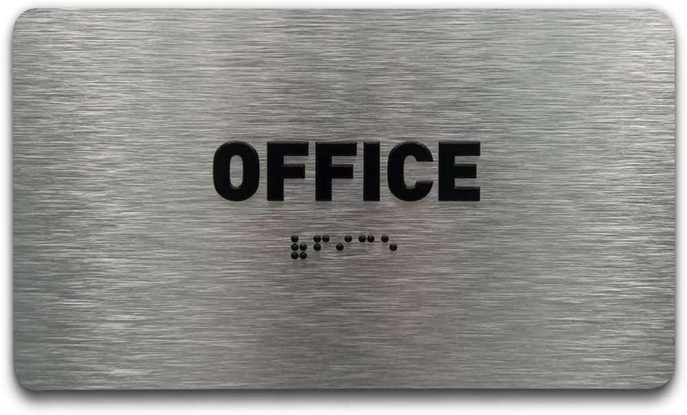 PLĂCUȚĂ OFFICE CU TEXT BRAILLE PENTRU BIROURI - SEMNALIZARE TACTILĂ PROFESIONALĂ PENTRU INSTITUȚII ȘI FIRME