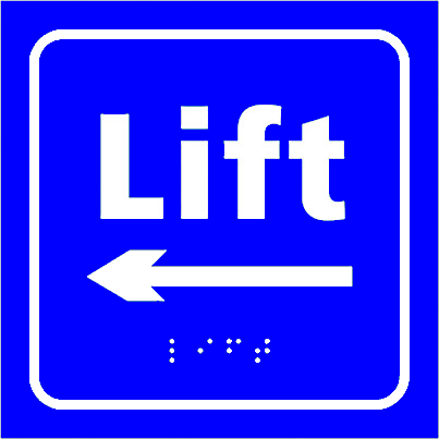 Plăcuță Direcție Lift Braille cu Săgeată Stânga/Dreapta | Semnalizare Tactilă pentru Nevăzători