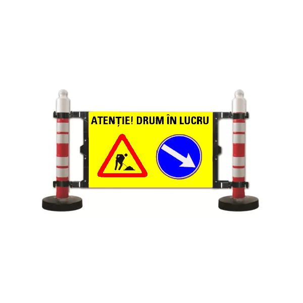 Stâlpi cu Panou Reflectorizant și Bariere Mobile - Siguranță Rutieră și Organizare Trafic