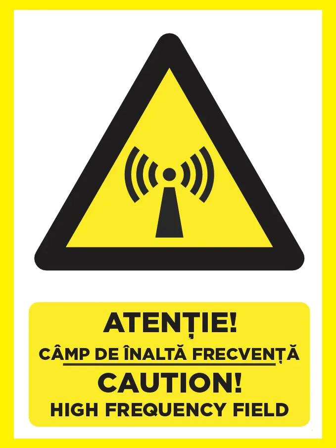 Placuta atentie camp de inalta frecventa caution high frequency