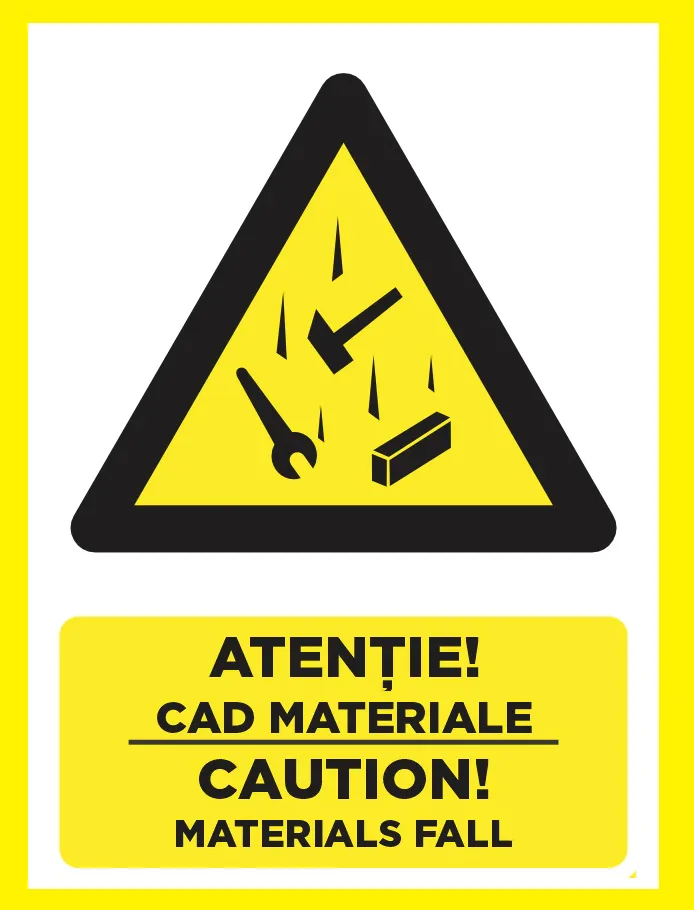 Placuta atentie cad materiale caution materials fall