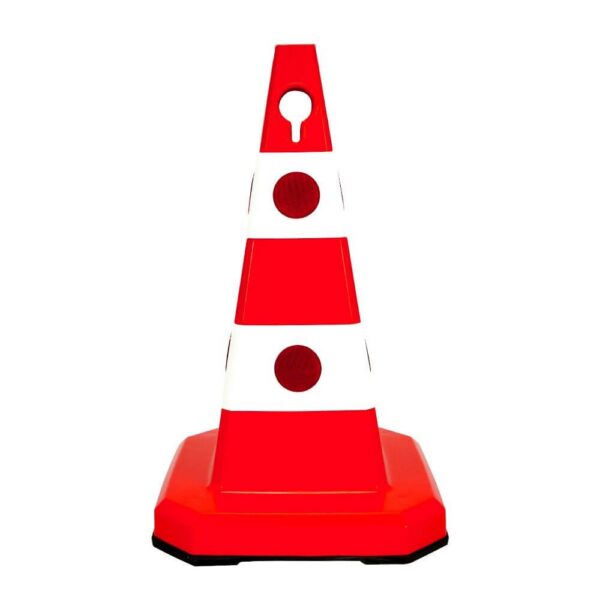 Con de trafic profesional alb rosu cu greutate - blocare și marcare loc parcare