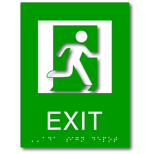 Plăcuță Braille „EXIT / IEȘIRE” - Semnalizare Tactilă Profesională pentru Siguranță și Accesibilitate în Clădiri Publice și Comerciale