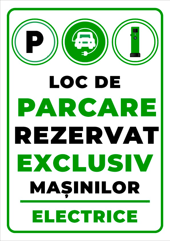 Placuta pentru loc de parcare rezervat exclusiv masinilor electrice