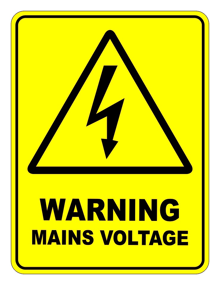 Warning Mains Voltage Safety Sign