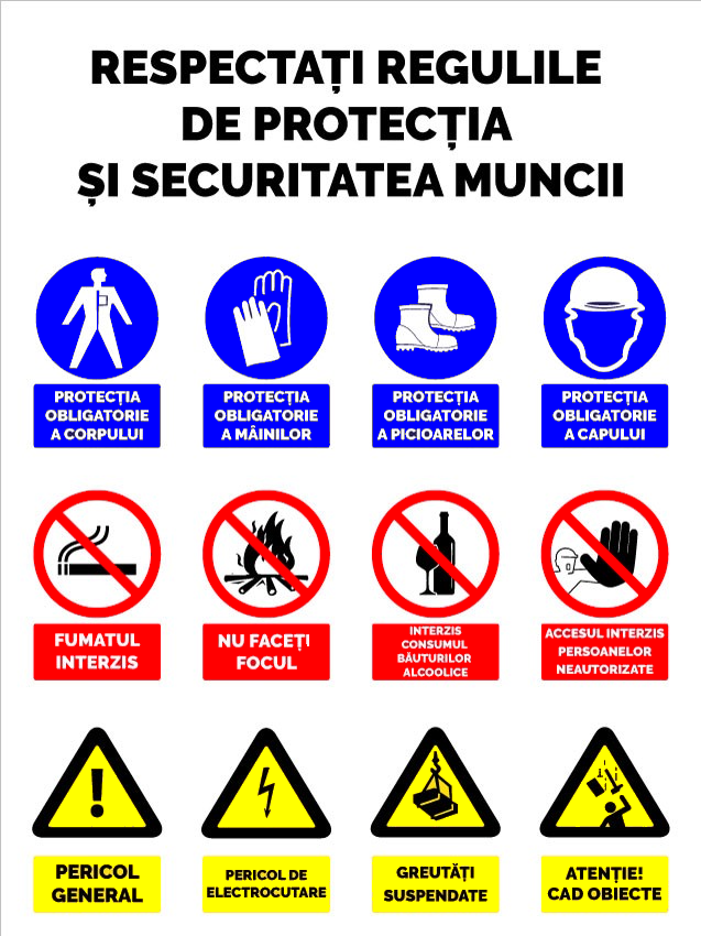 Panou pentru respectarea respectarea regulilor de protectia si securitatea muncii