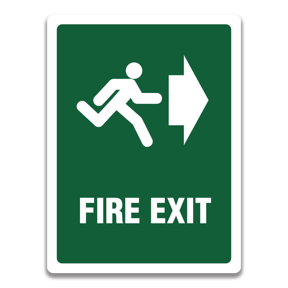 Indicator de Siguranță Ieșire de Incendiu Spre Dreapta - Semn Evacuare Clădiri