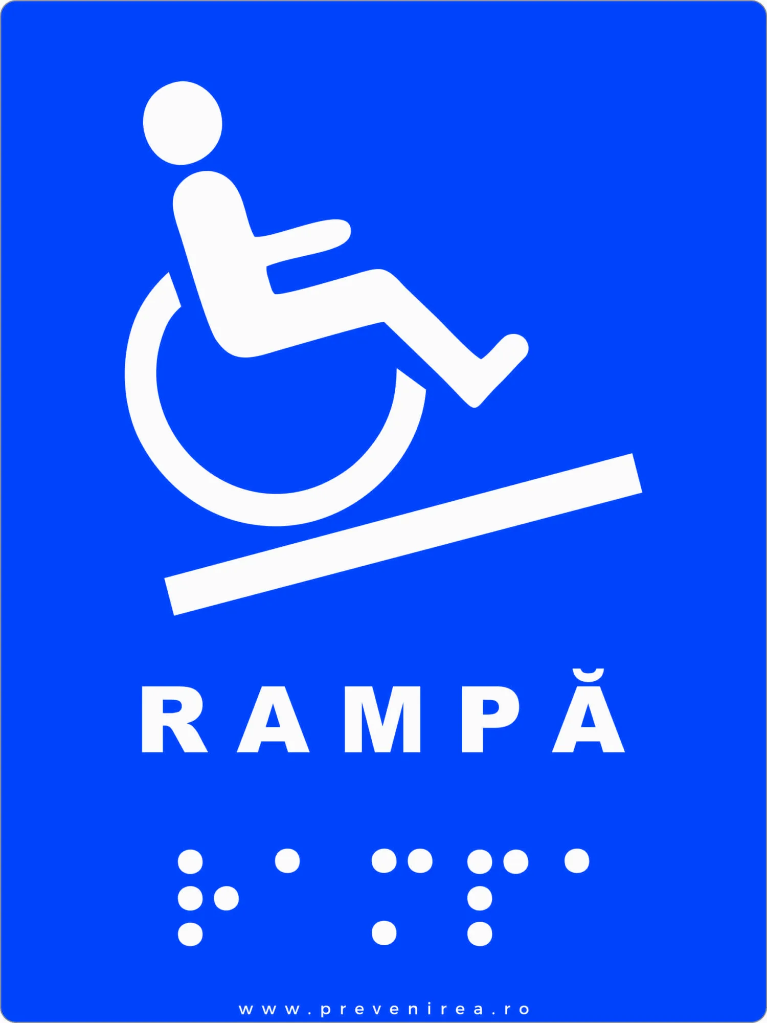 Plăcuță cu rampă pentru persoane cu handicap și nevăzători
