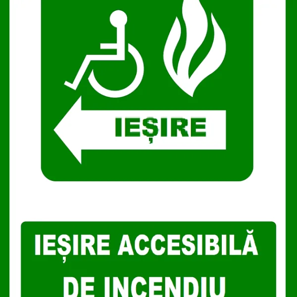 Placuta pentru iesire accesibila de incendiu cu sageata in stanga