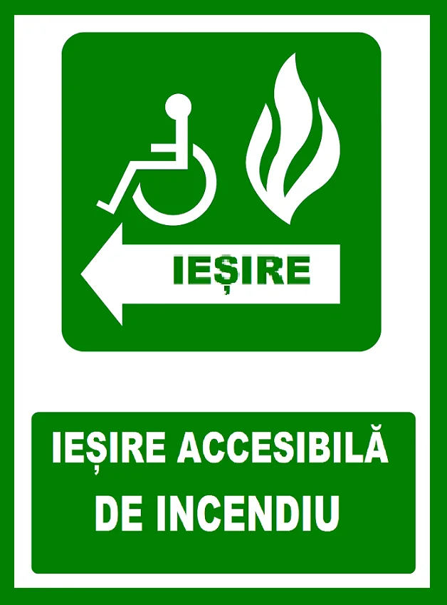 Placuta pentru iesire accesibila de incendiu cu sageata in stanga