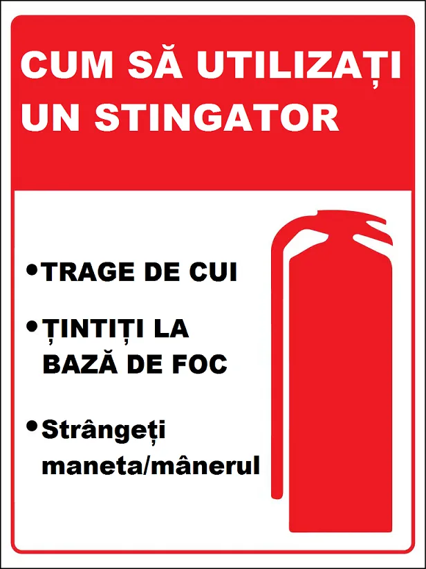 Placuta cum sa utilizati un stingator